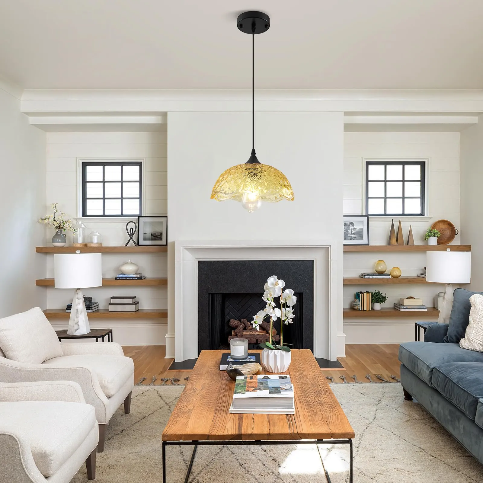 Gold Glass Pendant Light for Kitchen Island - Image 6