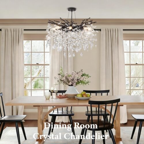 Black Tree Branch Crystal Chandelier 8-Light
