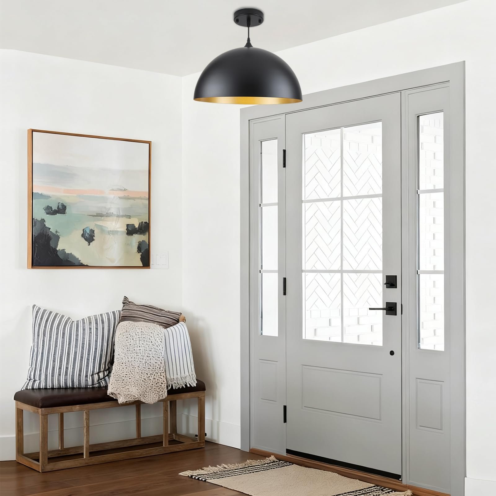 19.7" Black Large Oversized Modern Farmhouse Pendant Light 2-Pack - Image 7