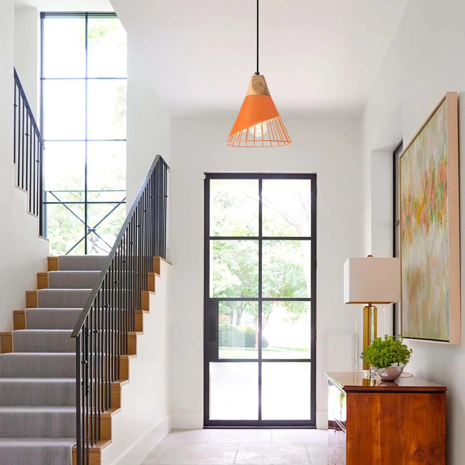 9.4" Orange Farmhouse Pendant Light 2-Pack - Image 6