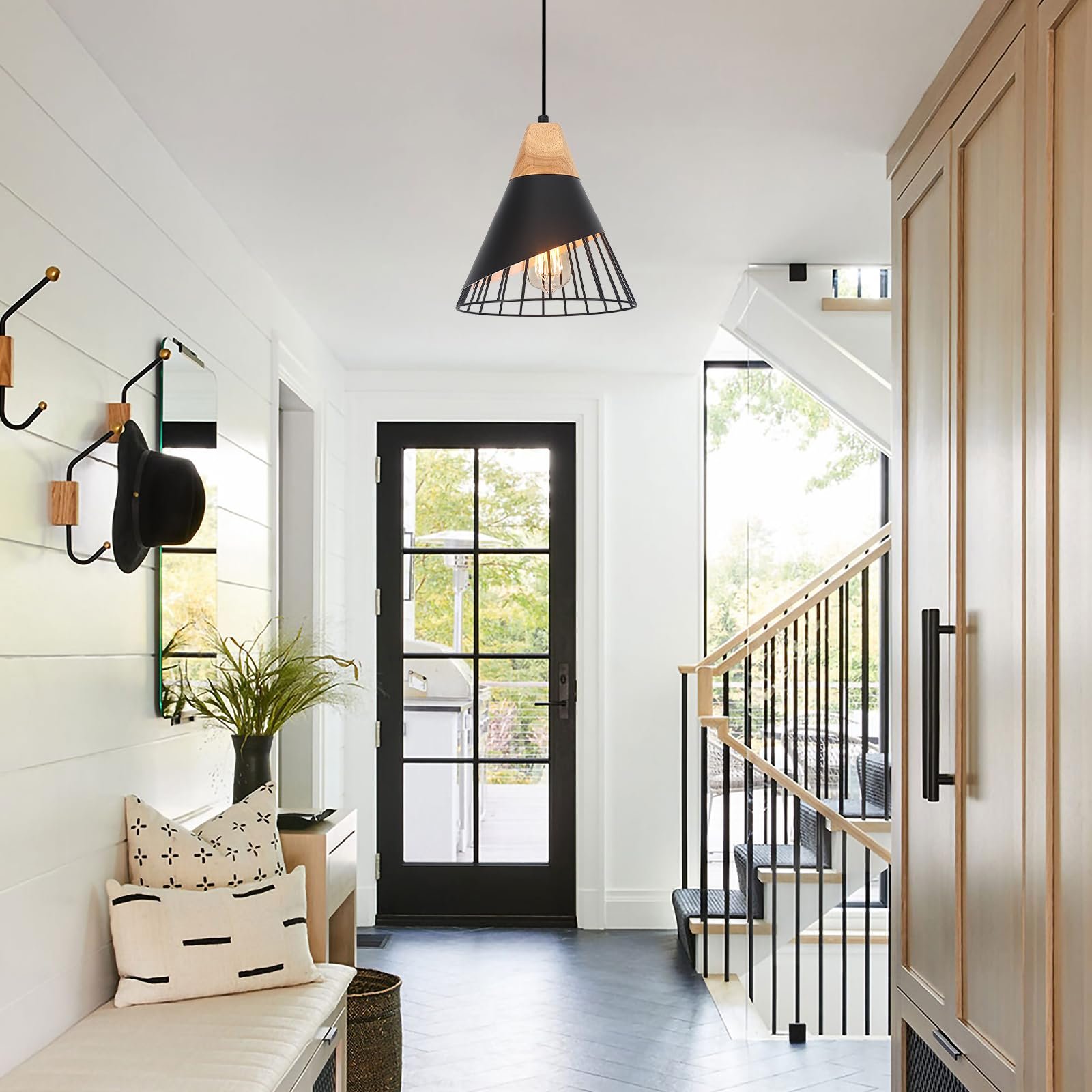 9.4" Black Farmhouse Pendant Light 3-Pack - Image 6
