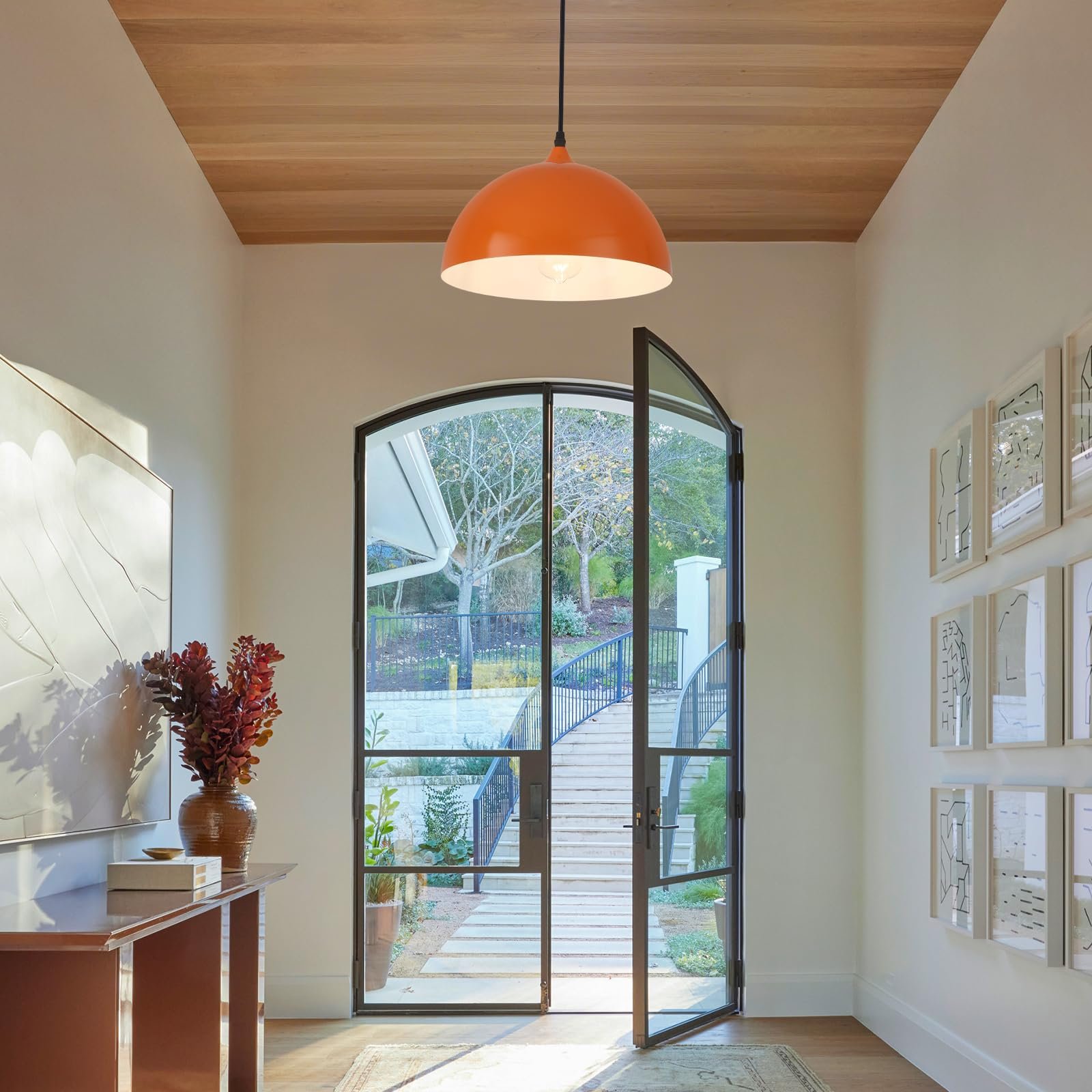 11.8" Orange Modern Plug-in Pendant Light 2-Pack - Image 5