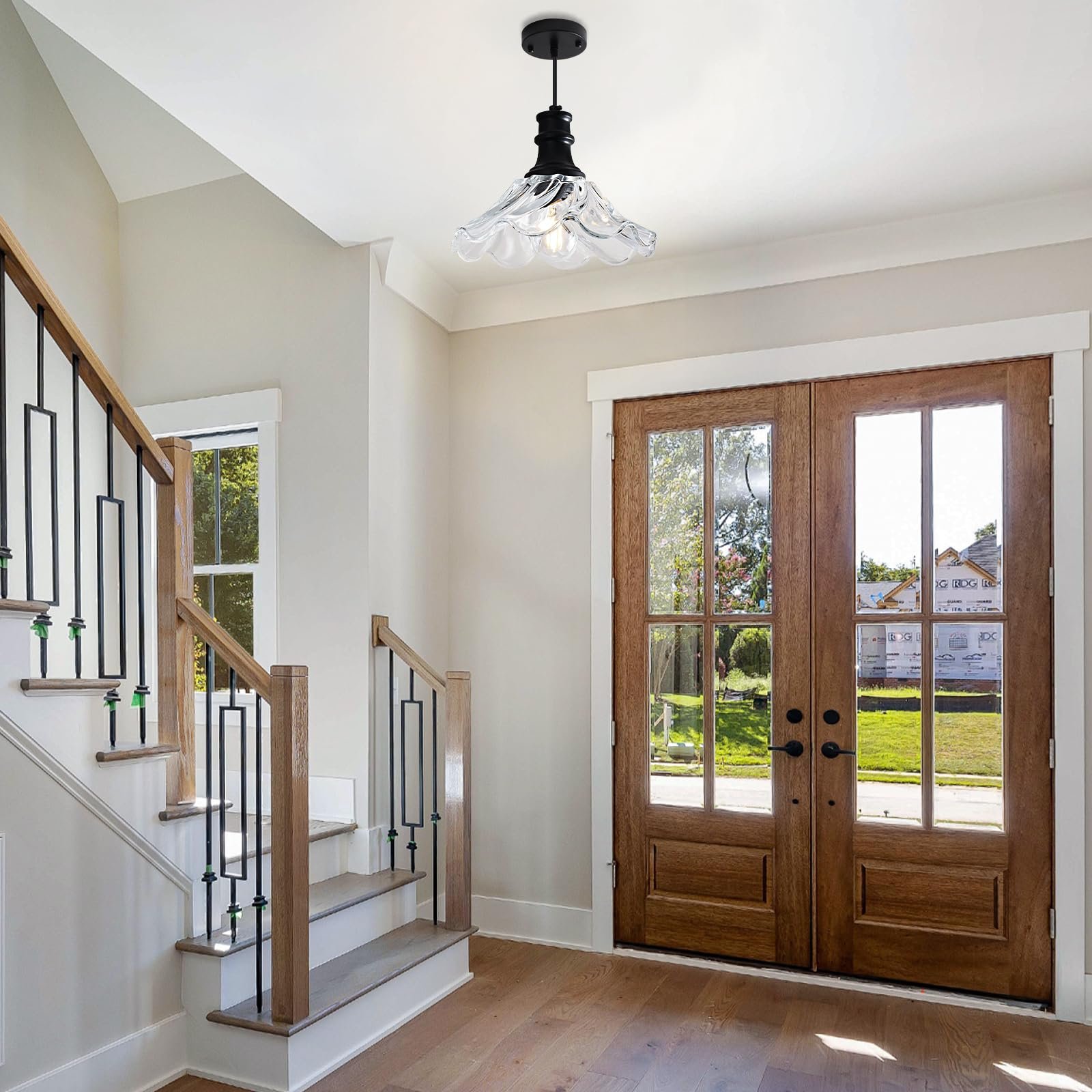 Black Modern Farmhouse Pendant Light with Clear Glass - Image 5