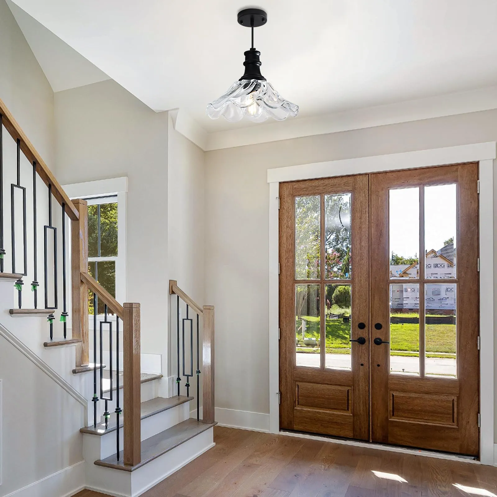 Black Modern Farmhouse Pendant Light with Clear Glass - Image 5