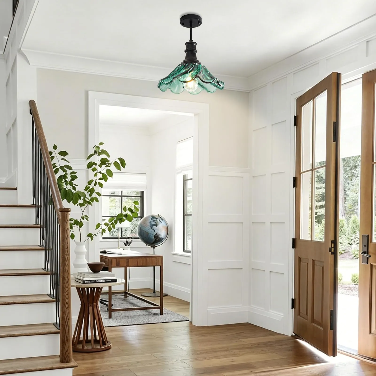 10" Black and Green Farmhouse Pendant Light 2-Pack - Image 4