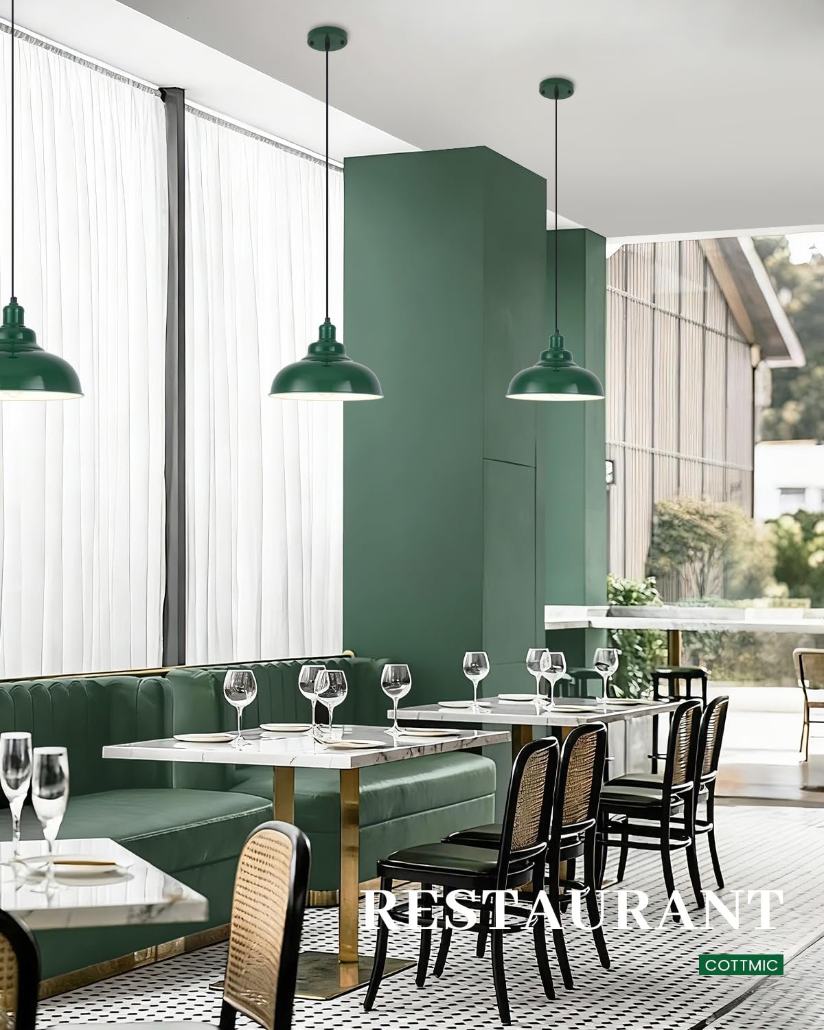 11.4" Green Modern Farmhouse Pendant Light 2-Pack - Image 4