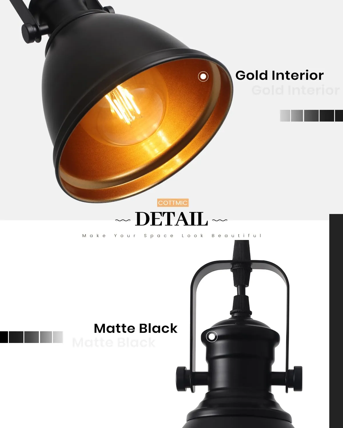 6.5" Black Vintage Farmhouse Pendant Light 3-Pack - Image 7