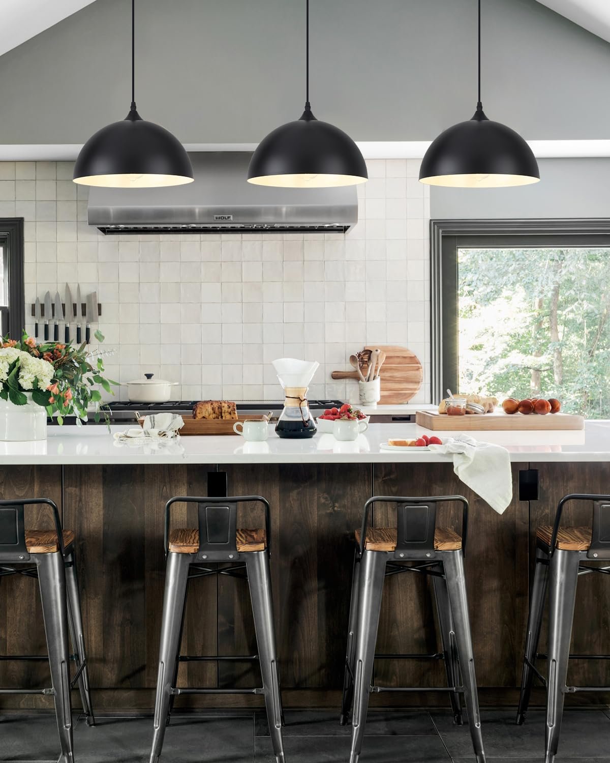 11.8" Black Dome Industrial Farmhouse Pendant Light 3-Pack - Image 4