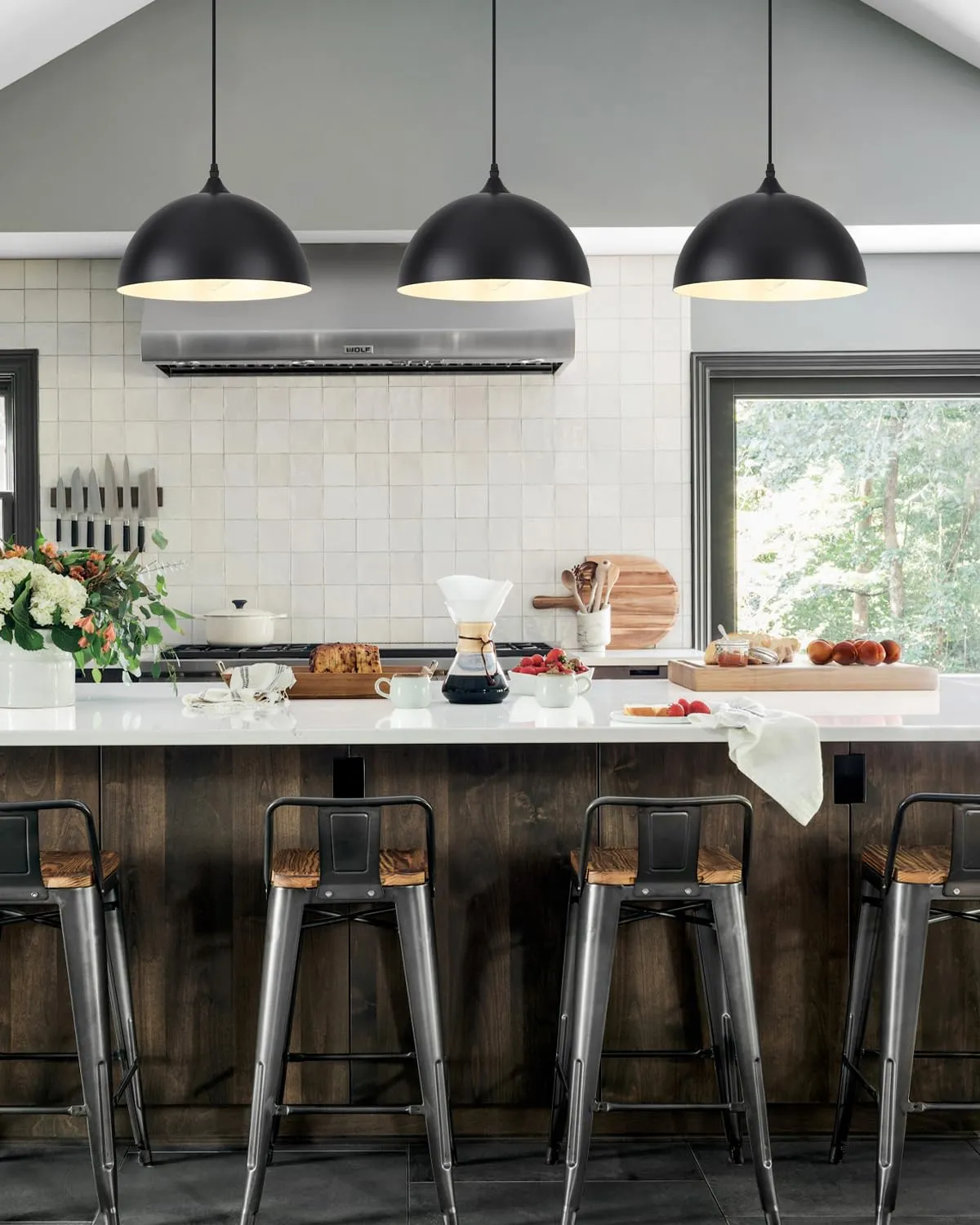11.8" Black Dome Industrial Farmhouse Pendant Light 3-Pack - Image 4