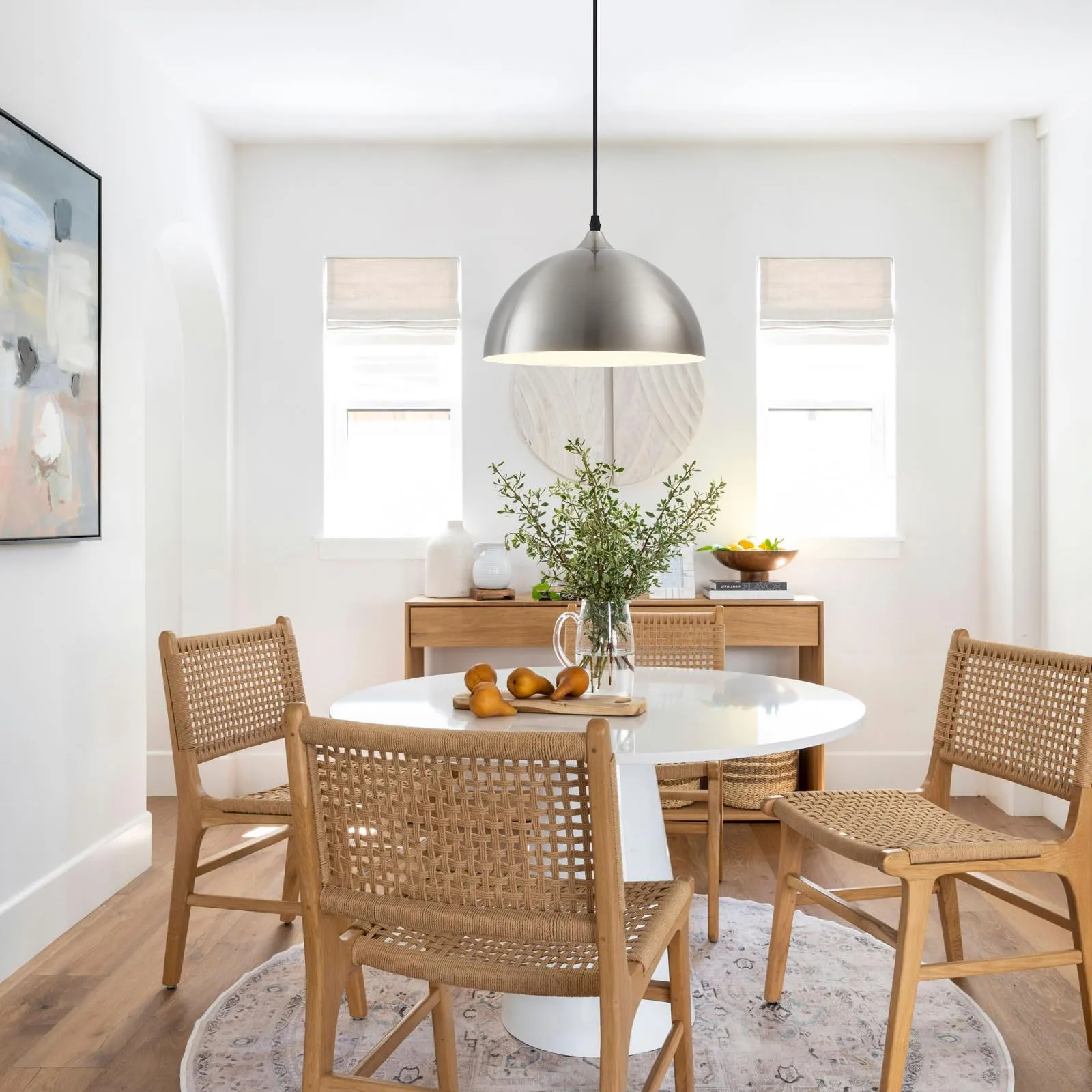 11.8" Brushed Nickel Farmhouse Dome Pendant Light 3-Pack - Image 5