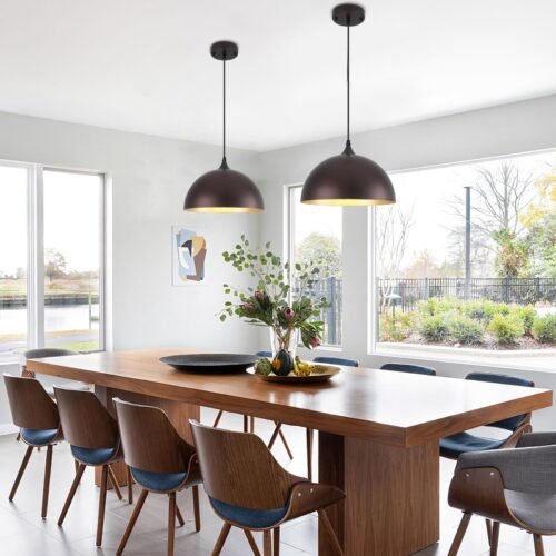 11.8" Oil-Rubbed Bronze Farmhouse Pendant Light 2-Pack