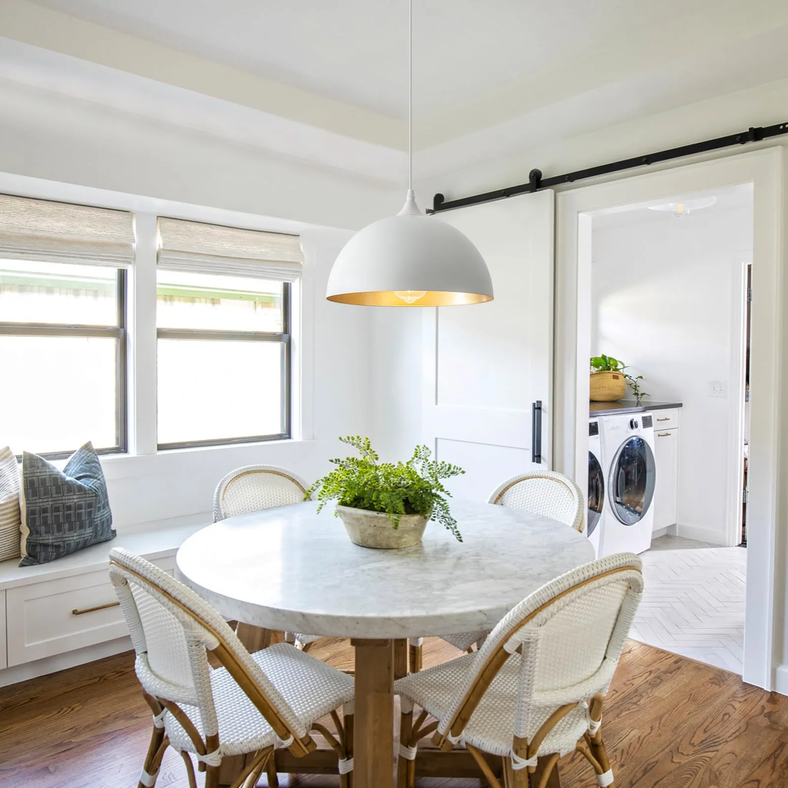 11.8" White Modern Farmhouse Pendant Light 2-Pack - Image 4
