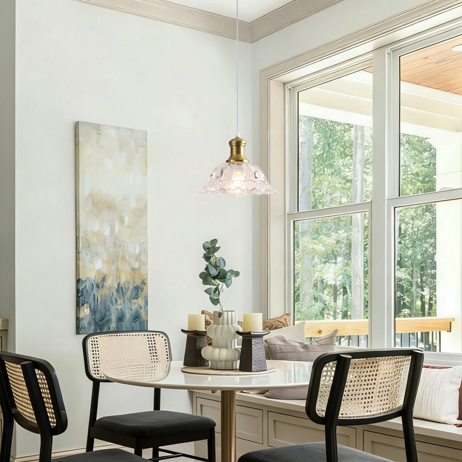 Gold Vintage Pendant Light with Clear Glass Shade - Image 5