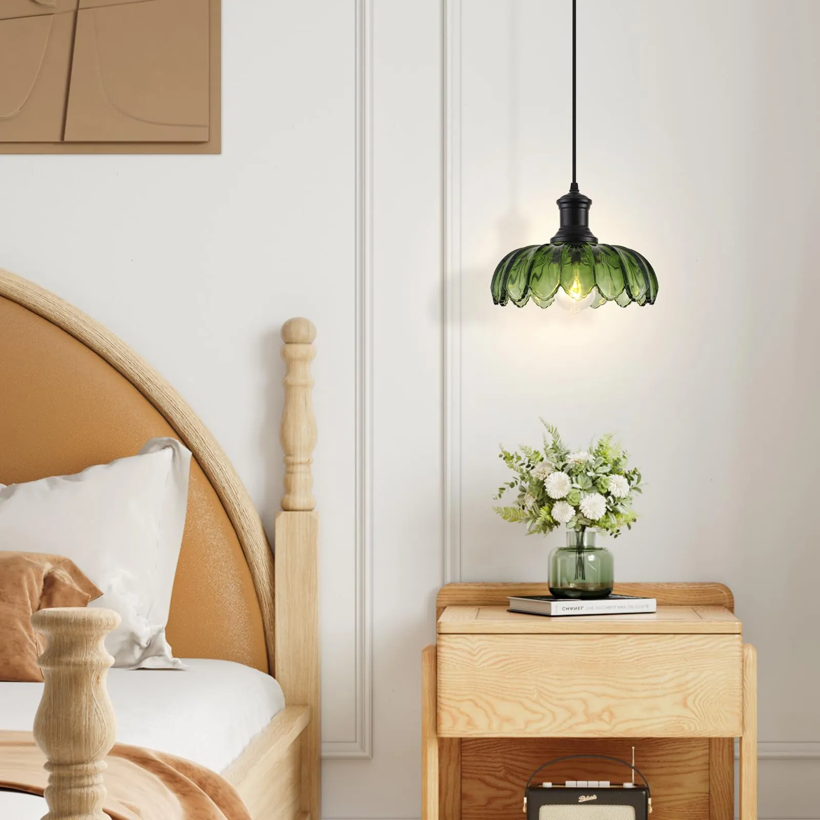 Green Vintage Pendant Light Fixture for Dining Room - Image 5