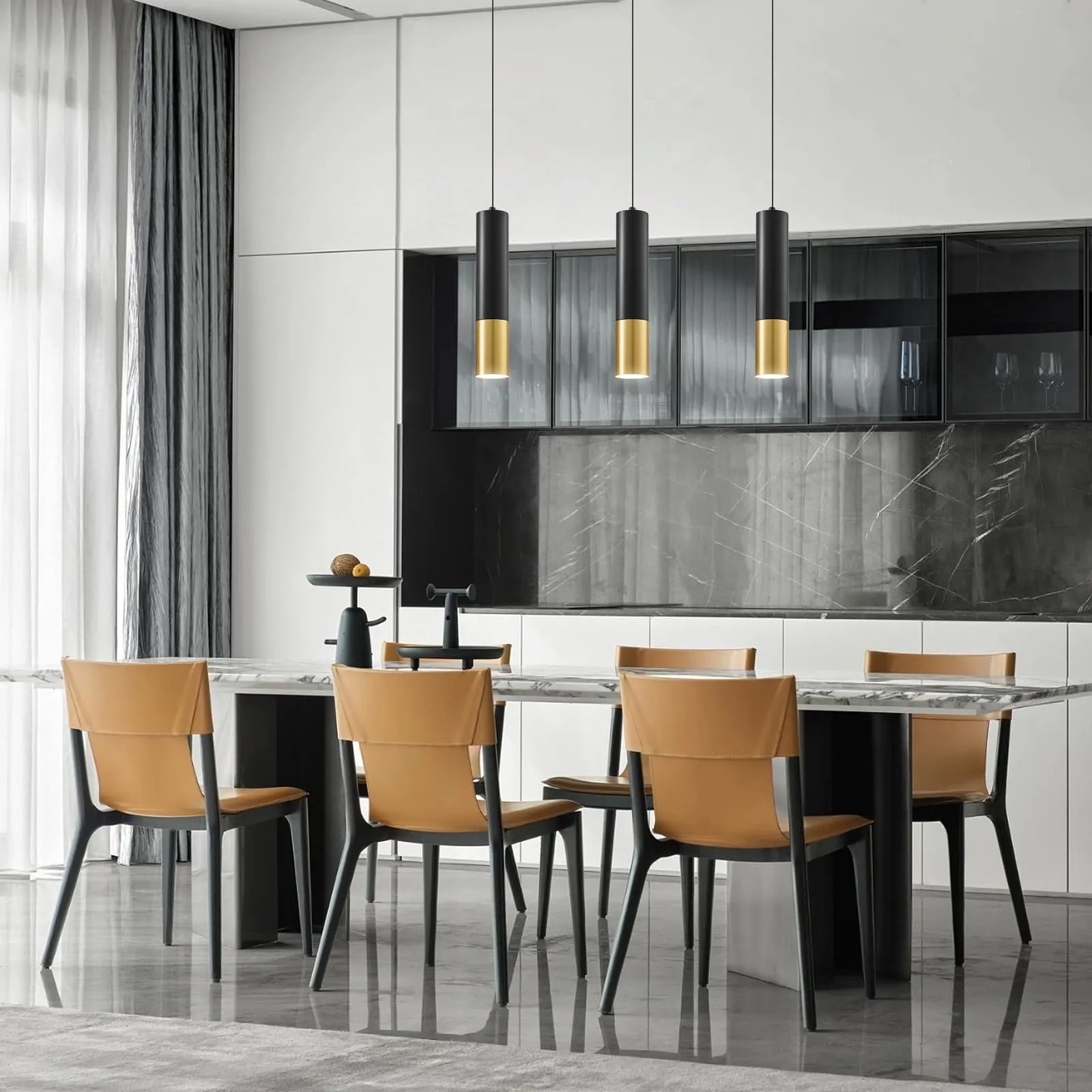 Black and Gold Modern Pendant Light 4000K 3-Pack - Image 5