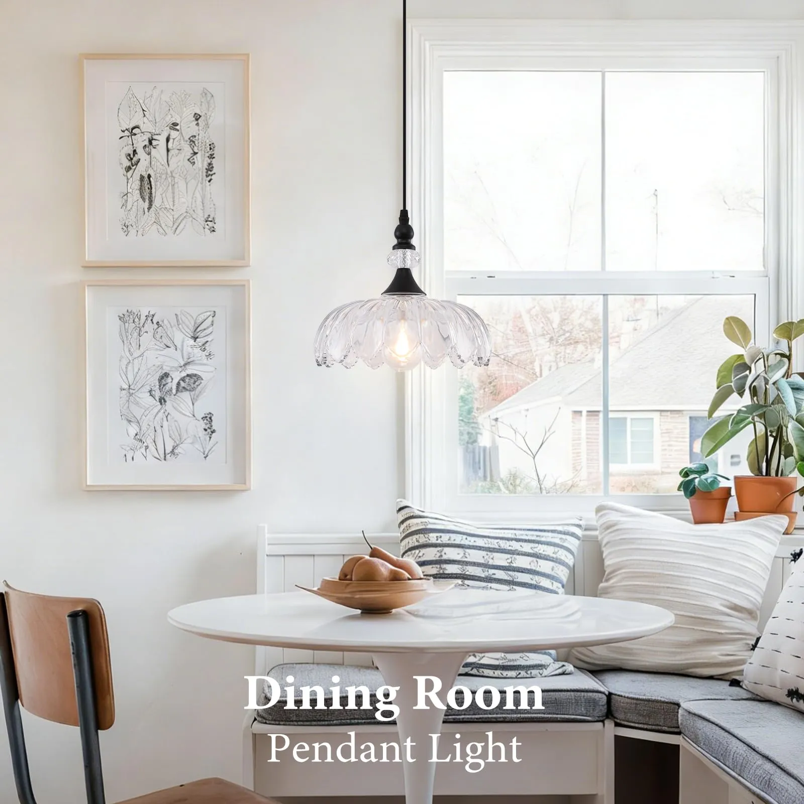 Matte Black Vintage Pendant Light with Glass Shade - Image 4