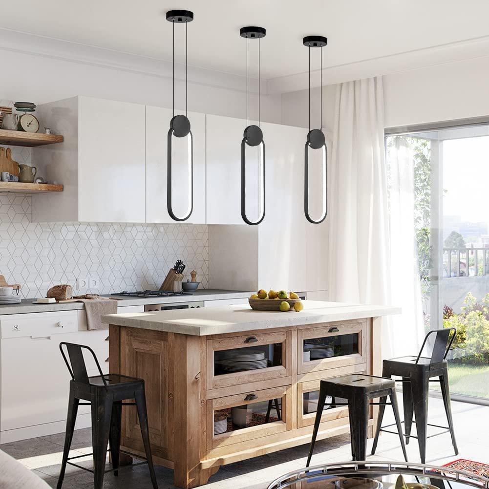 Black Modern LED Oval Pendant Light 2-Pack - Image 4