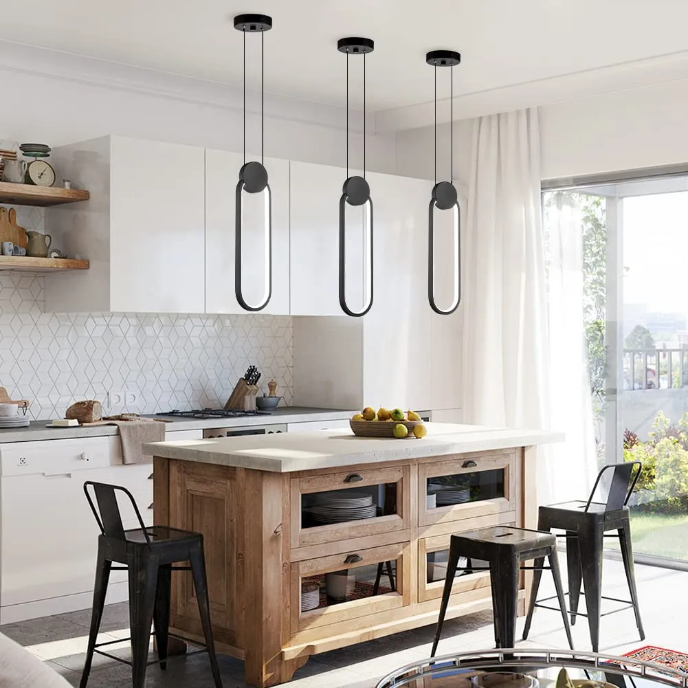 Black Modern LED Oval Pendant Light 2-Pack - Image 4