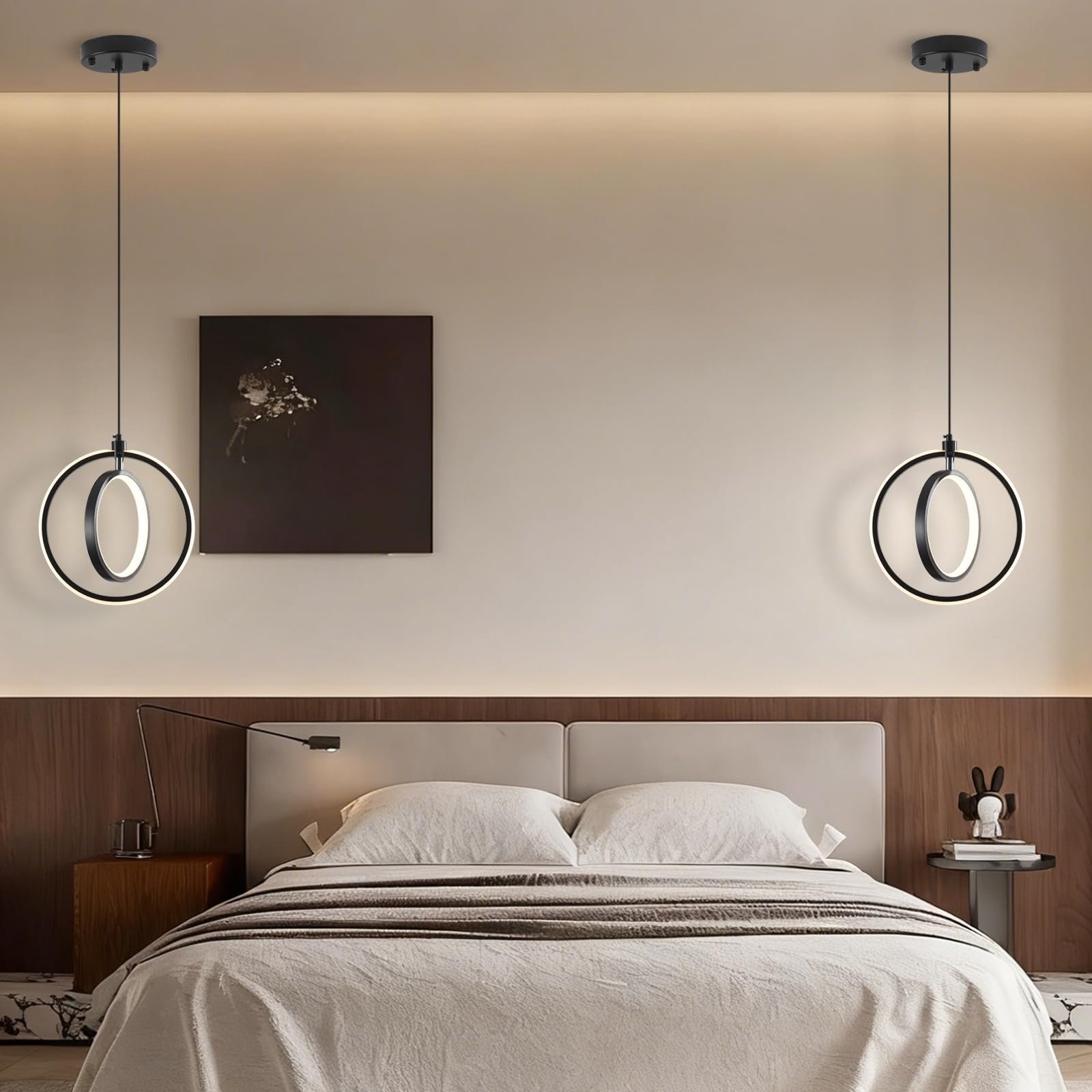 Modern LED Ring Pendant Light 3000K 2-Pack - Image 4
