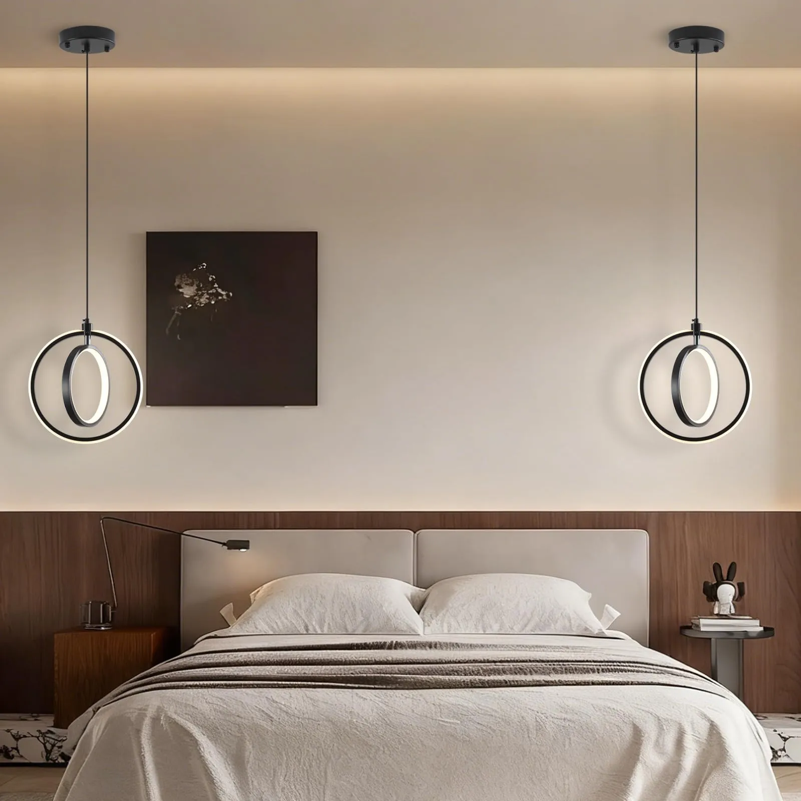 Modern LED Ring Pendant Light 3000K 2-Pack - Image 4