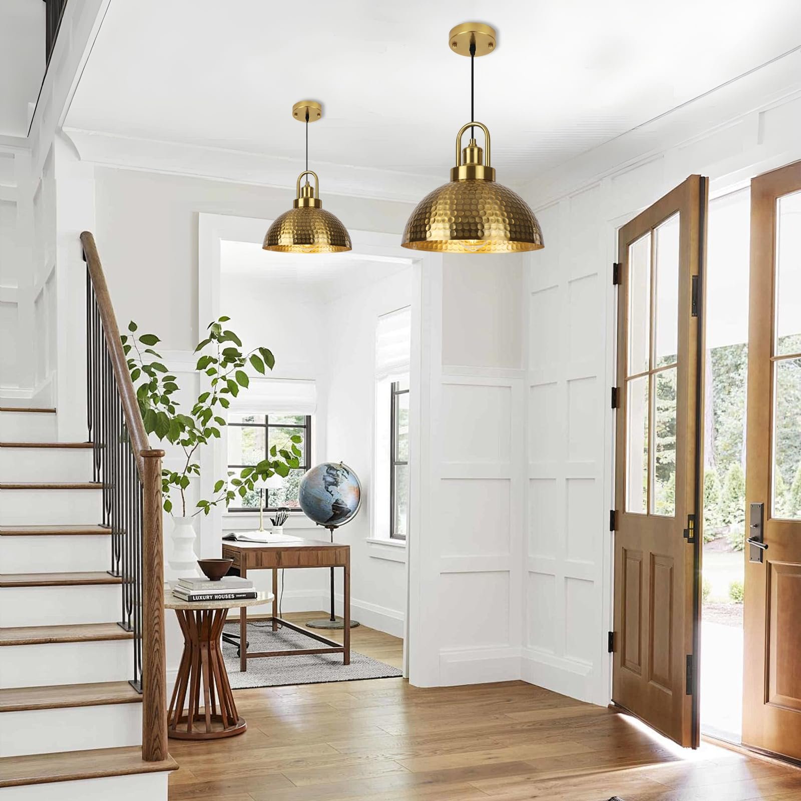 Gold Hammered Pendant Light 11.8" 2-Pack - Image 4