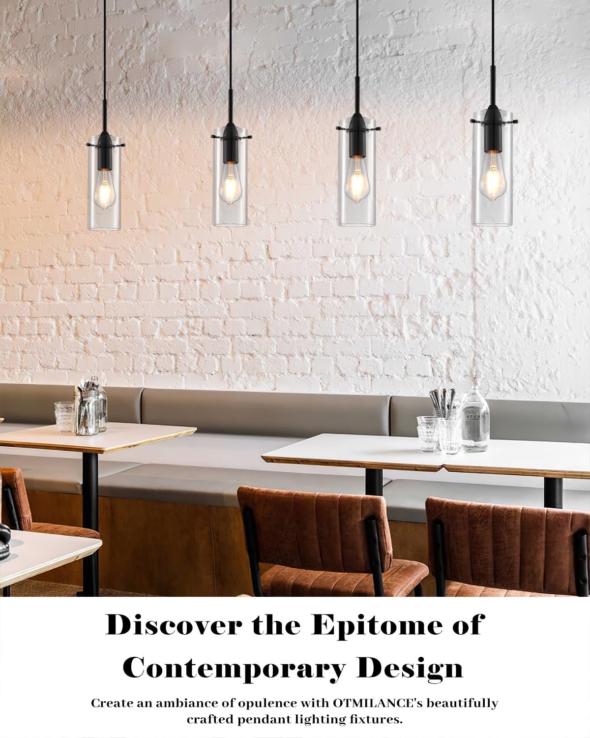 Black Modern Glass Pendant Light 3-Pack - Image 4