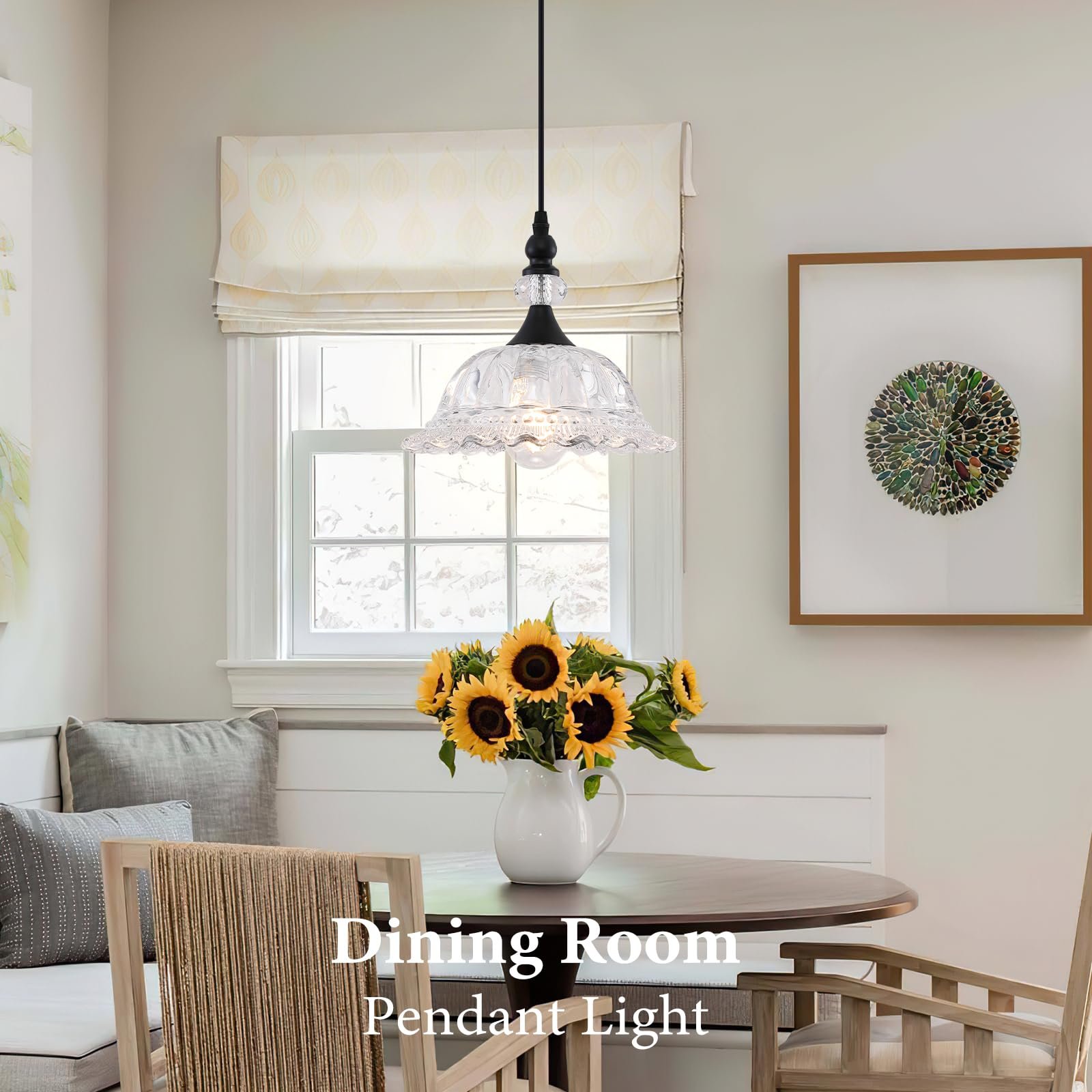 Matte Black Vintage Pendant Light with Glass Shade - Image 8