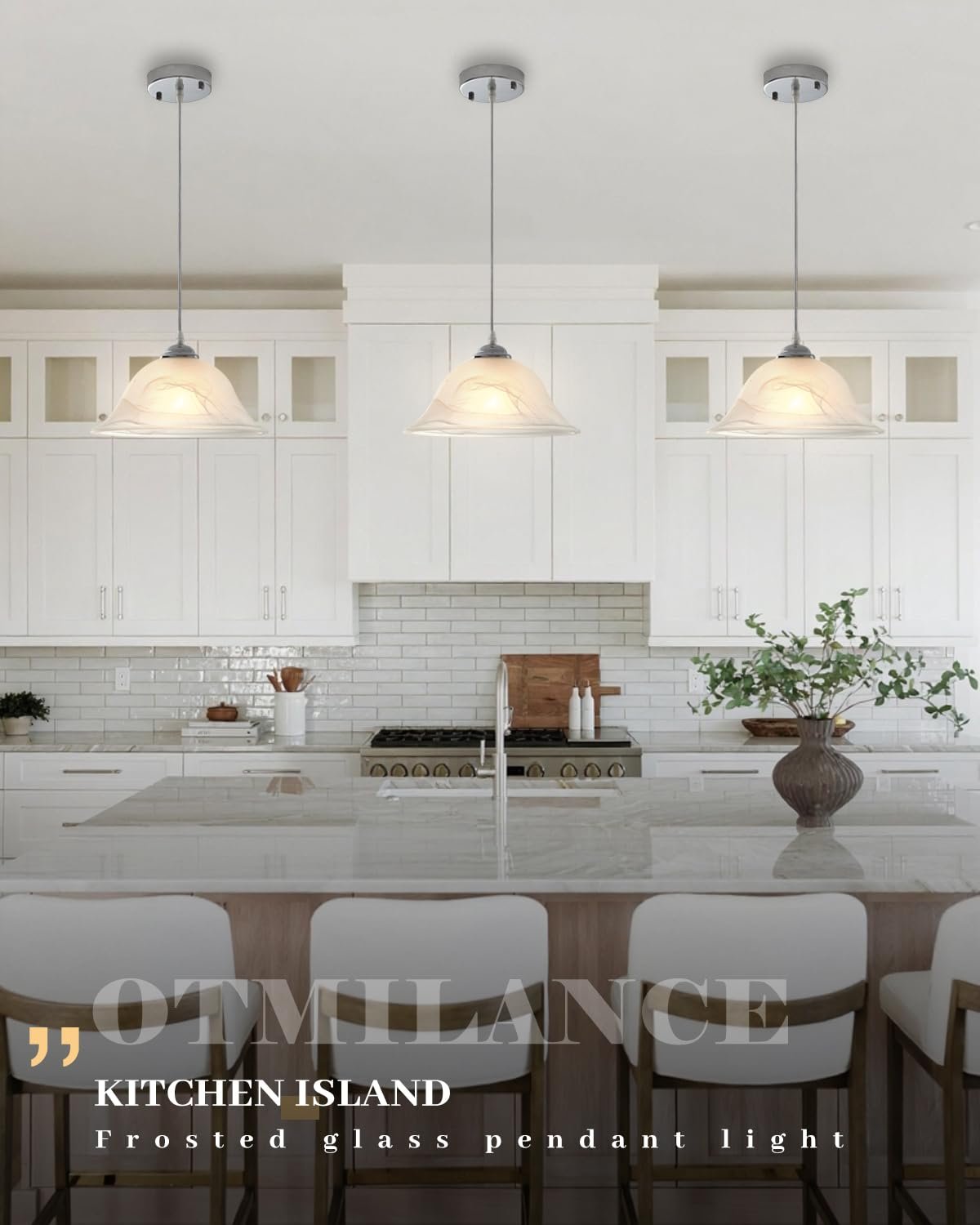 Chrome Farmhouse Frosted Glass Pendant Light 11.8" - Image 5