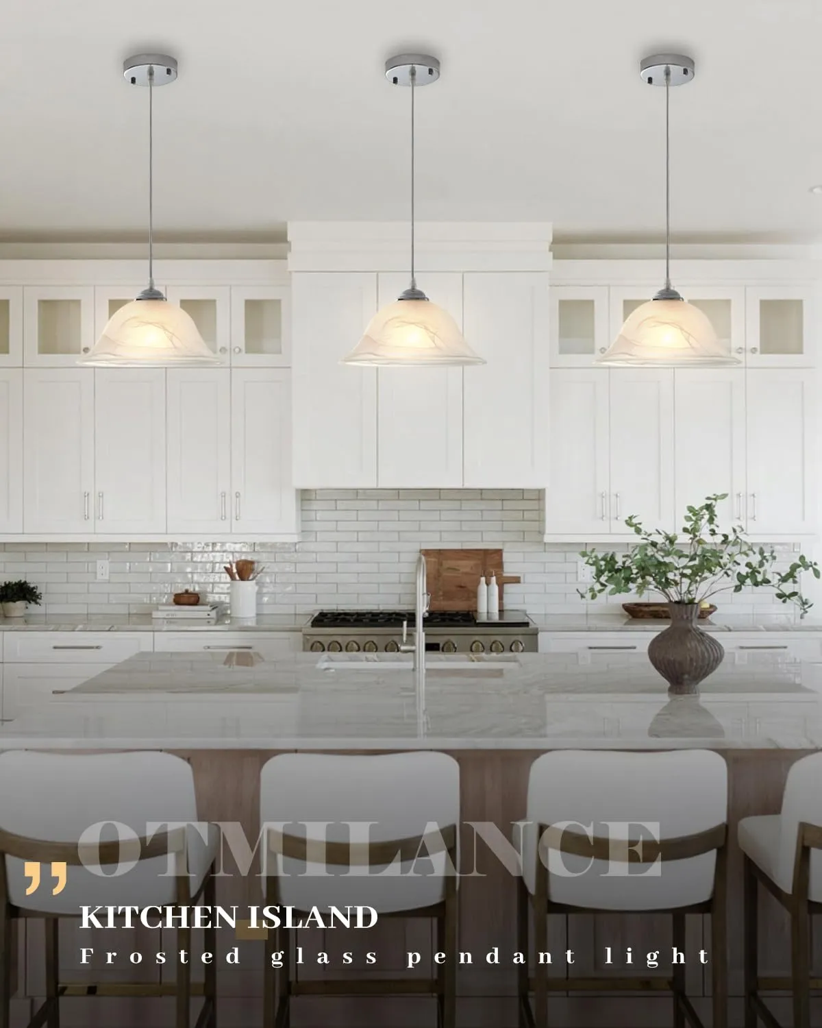 Chrome Farmhouse Frosted Glass Pendant Light 11.8" - Image 5