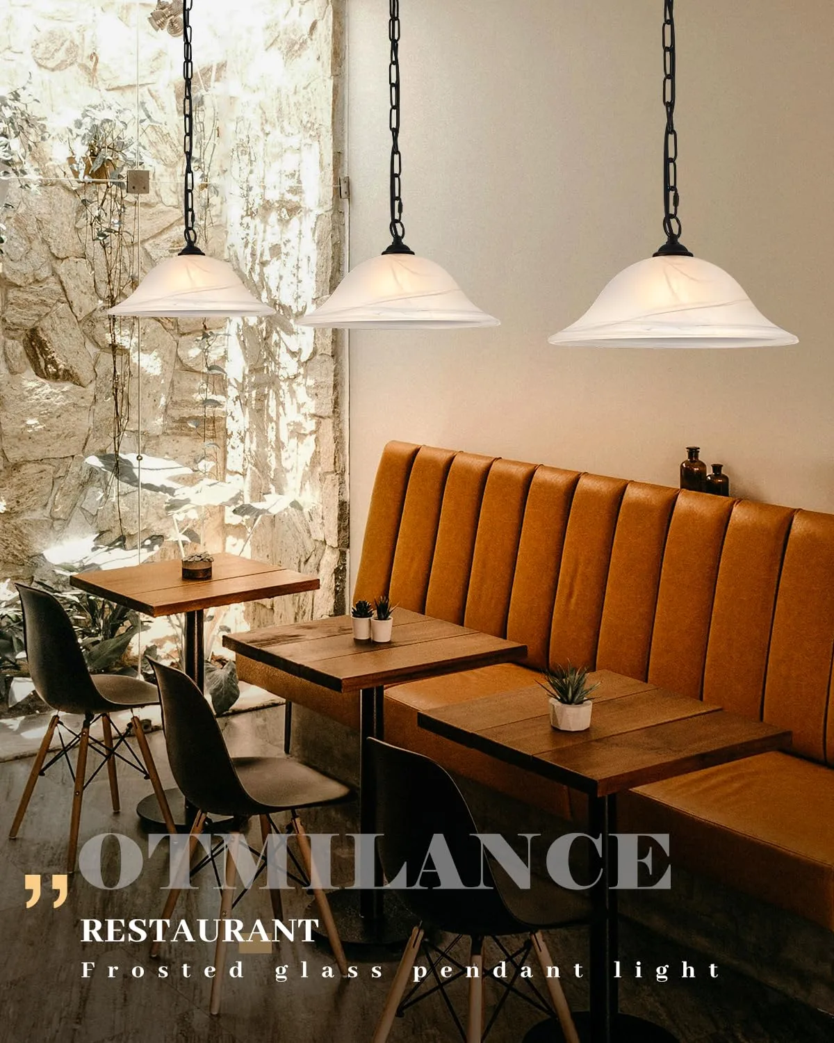 Black Oversized Frosted Glass Pendant Light 16" with Chain - Image 8