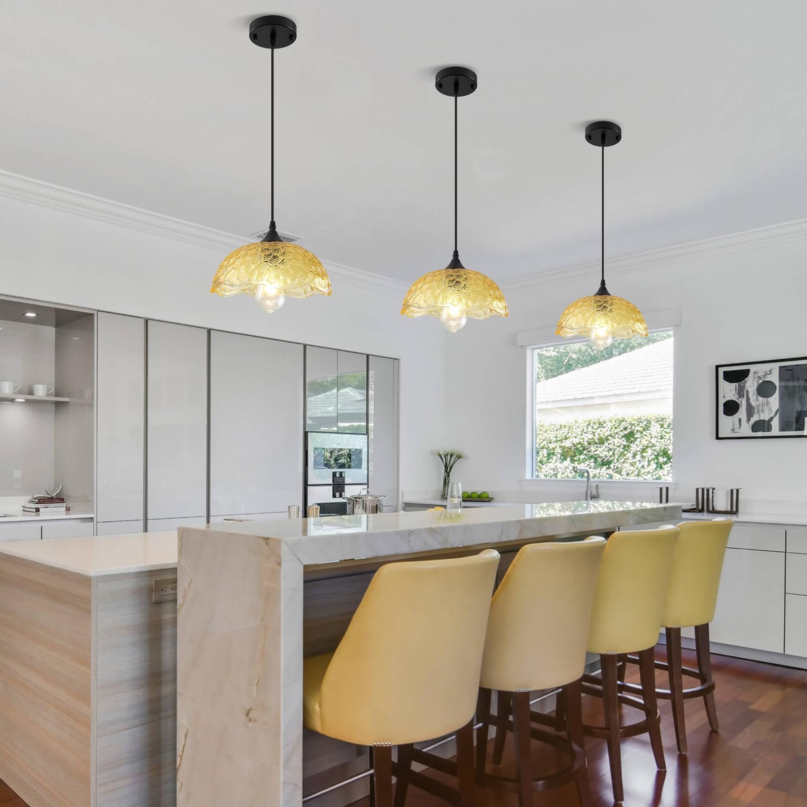 Gold Glass Pendant Light for Kitchen Island - Image 5