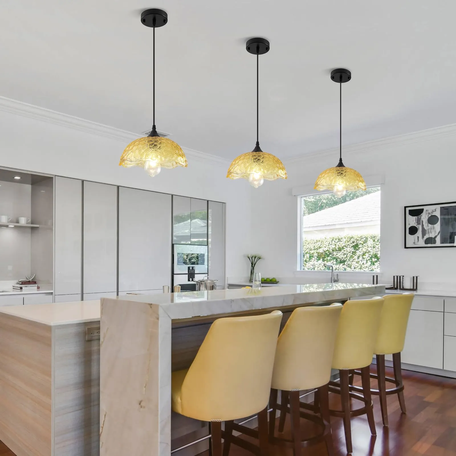 Gold Glass Pendant Light for Kitchen Island - Image 5