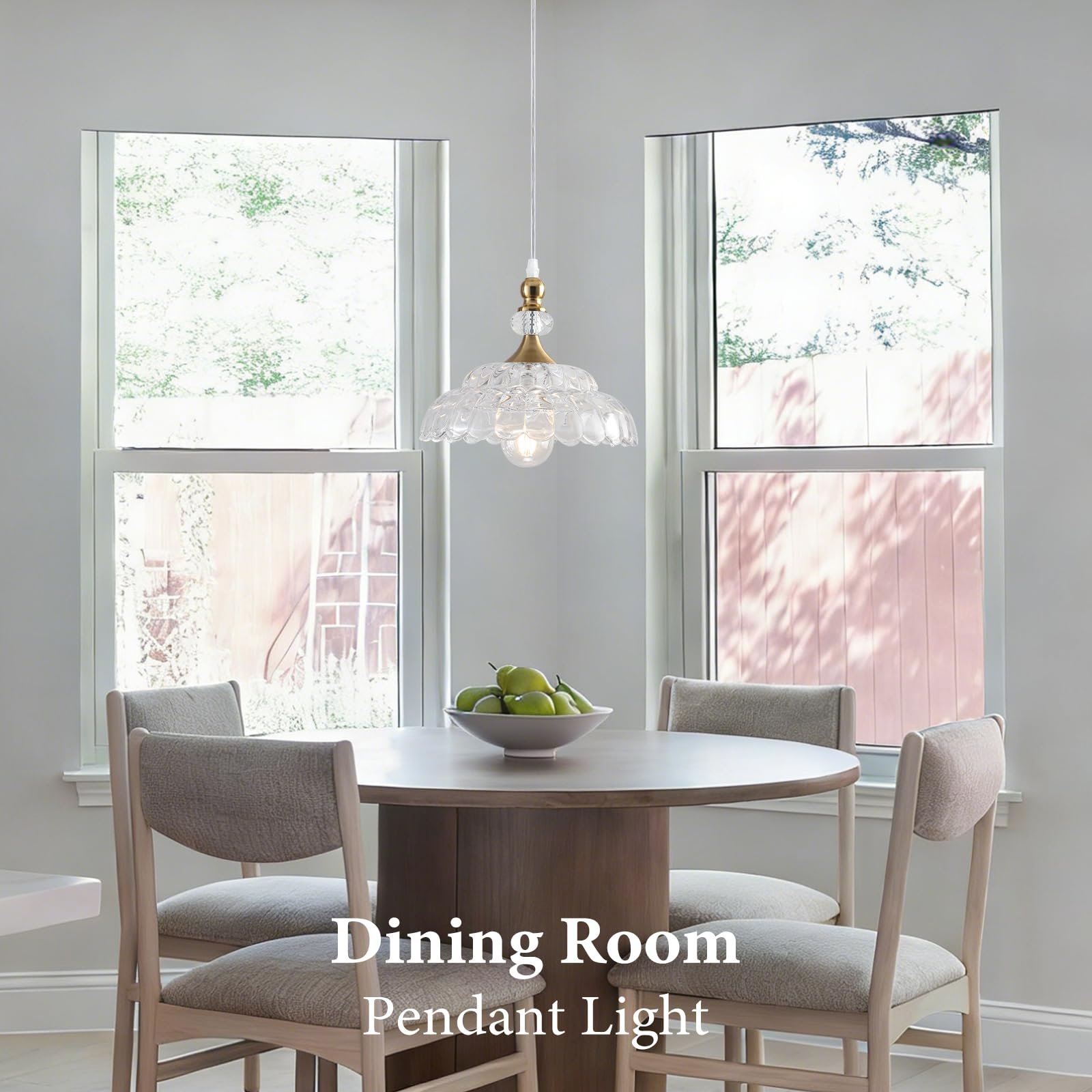 Champagne Bronze Farmhouse Pendant Light with Flower Shade - Image 4