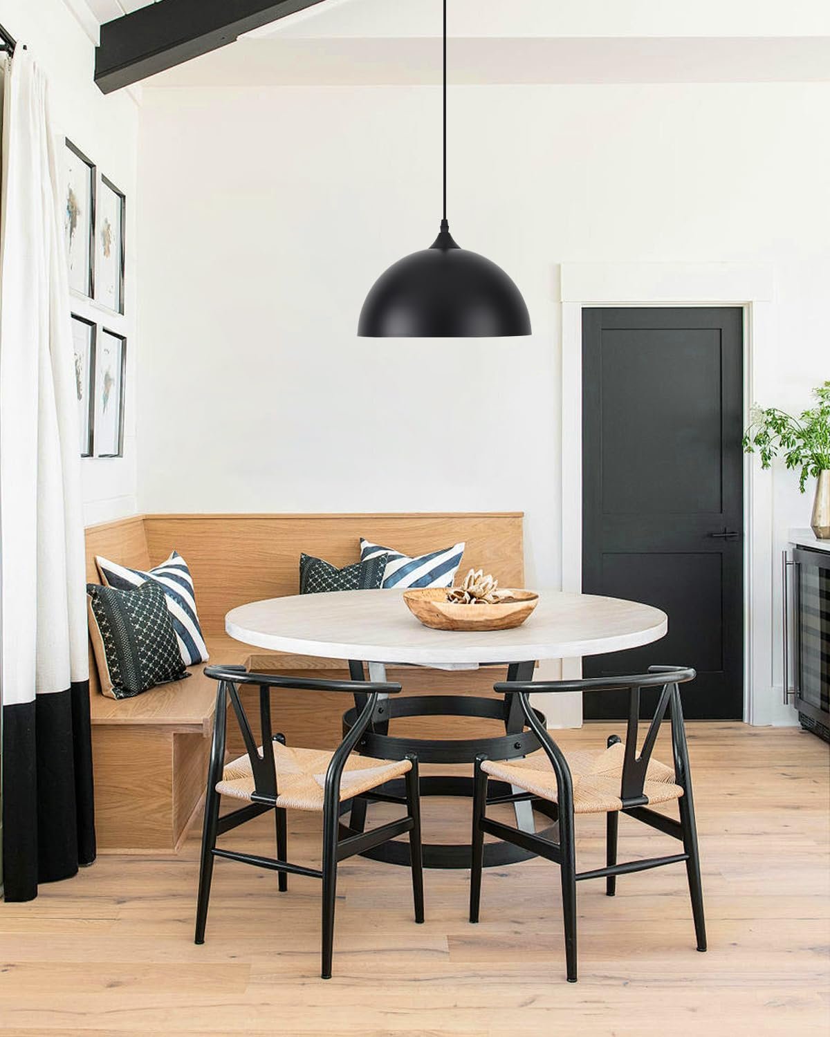 11.8" Black Dome Industrial Farmhouse Pendant Light 3-Pack - Image 3