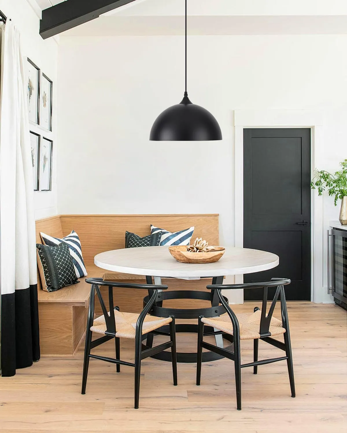 11.8" Black Dome Industrial Farmhouse Pendant Light 3-Pack - Image 3