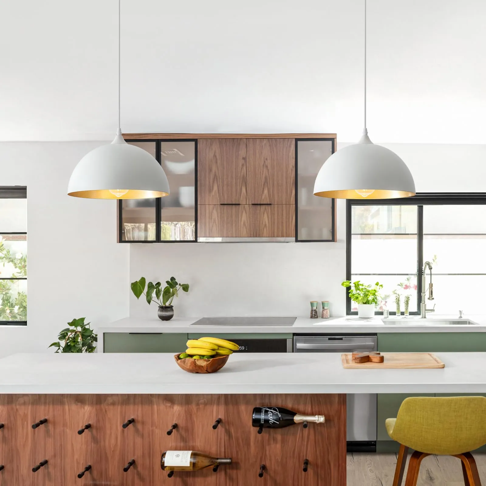 11.8" White Modern Farmhouse Pendant Light 2-Pack - Image 3