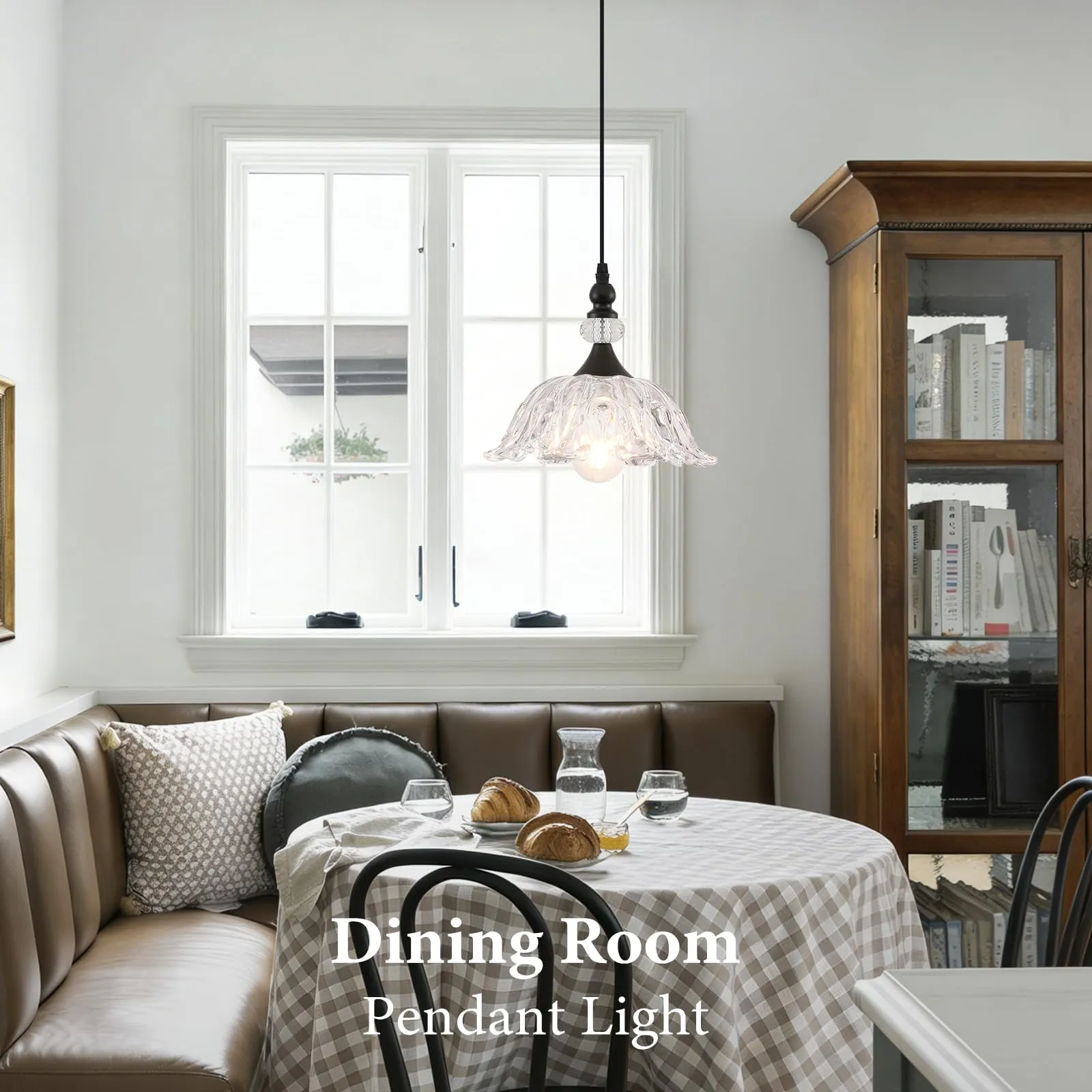 Vintage Black Pendant Light with Glass Shade - Image 4
