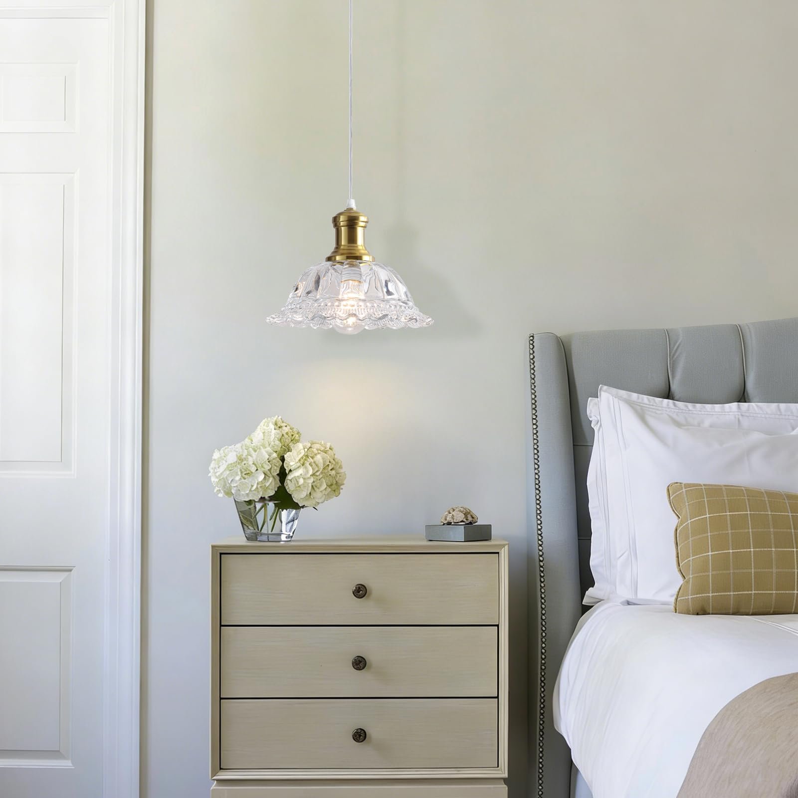 Gold Vintage Pendant Light with Clear Glass Shade - Image 4