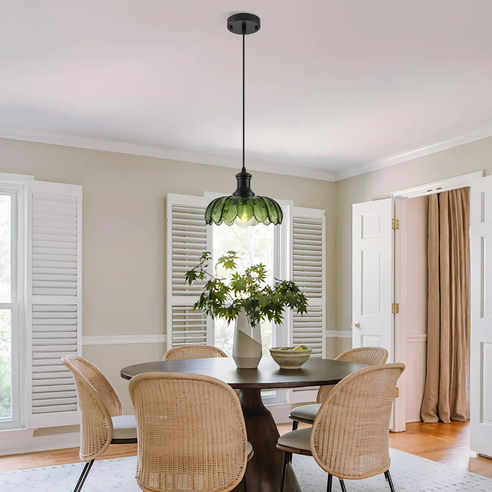 Green Vintage Pendant Light Fixture for Dining Room - Image 4