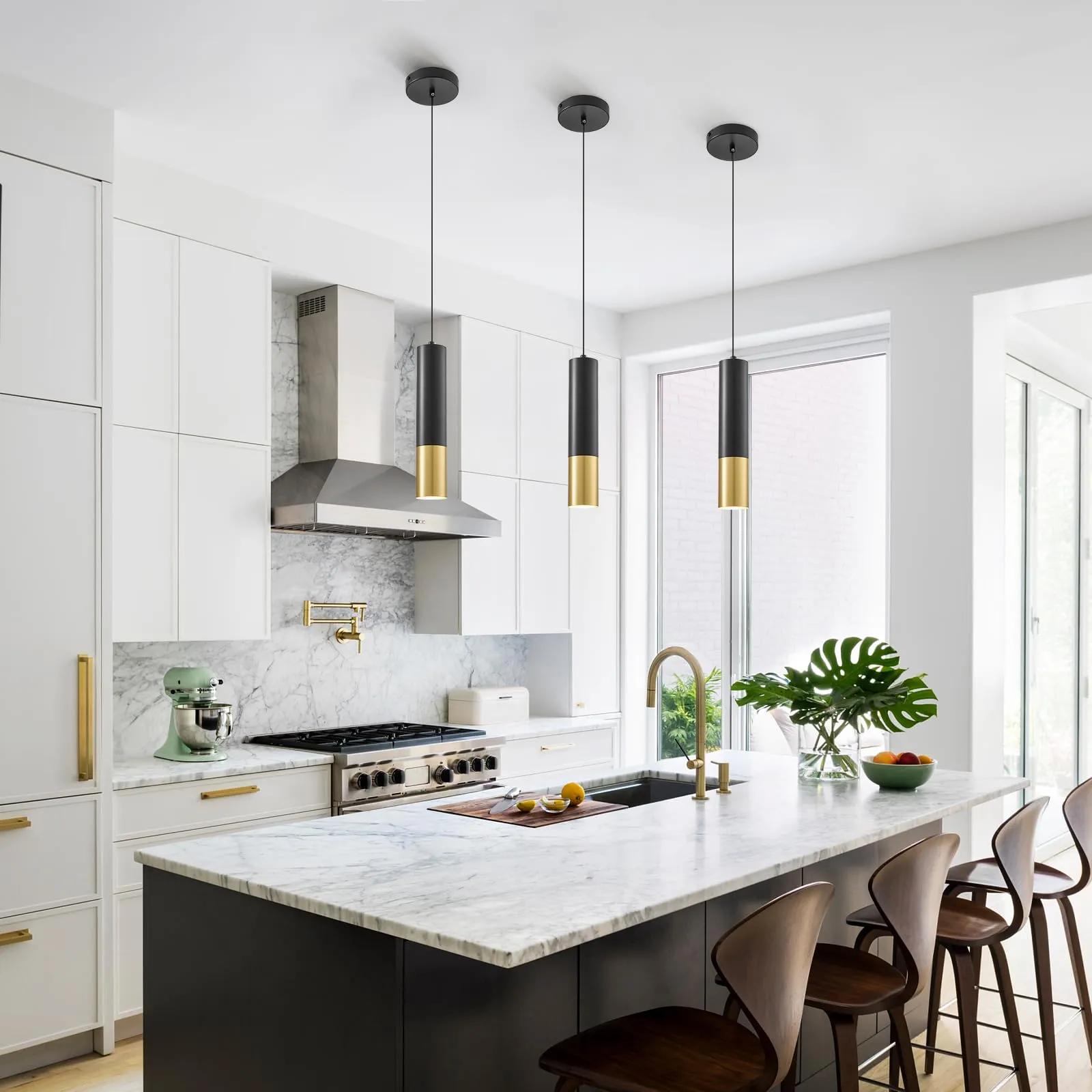 Black and Gold Modern Pendant Light 4000K 3-Pack - Image 6
