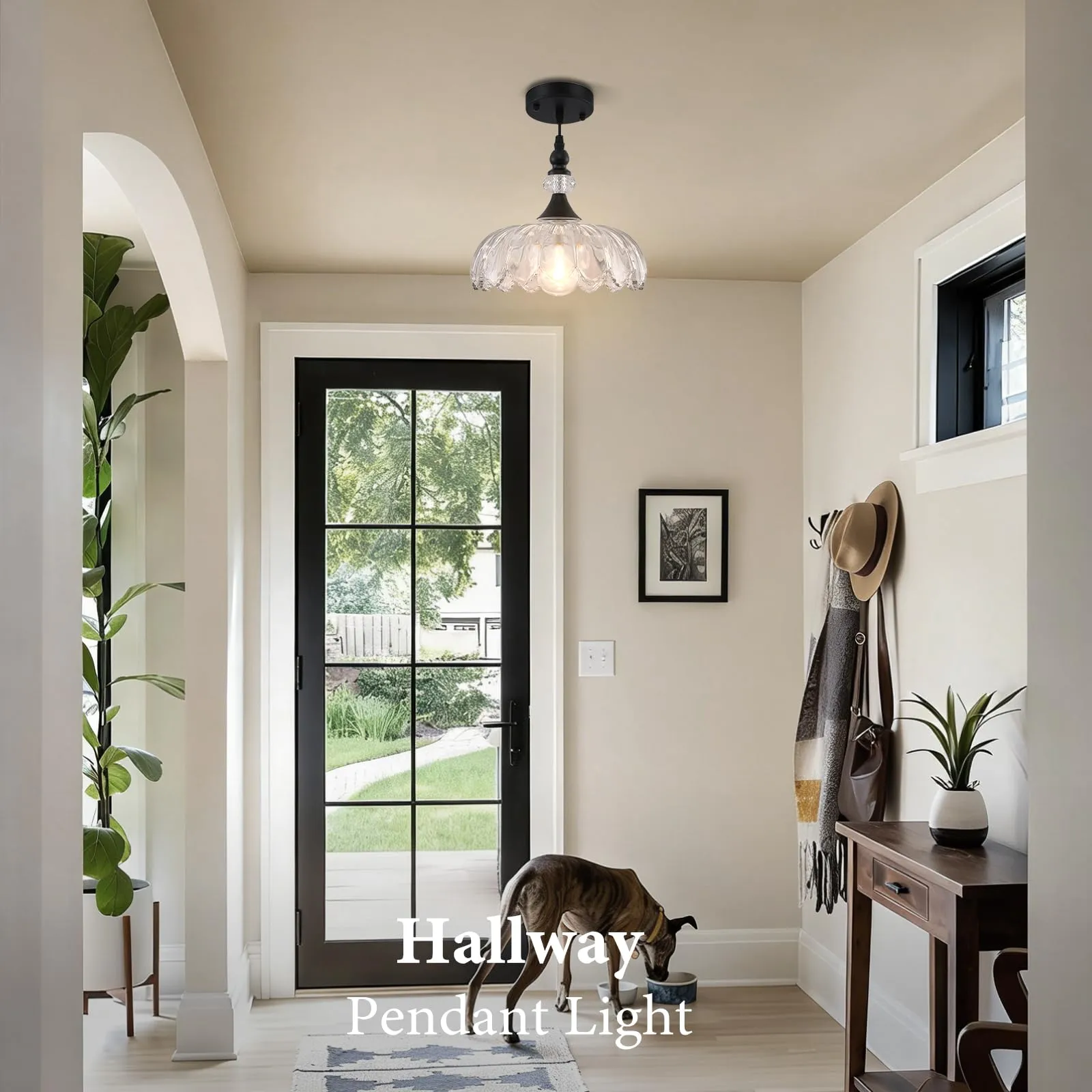 Matte Black Vintage Pendant Light with Glass Shade - Image 3