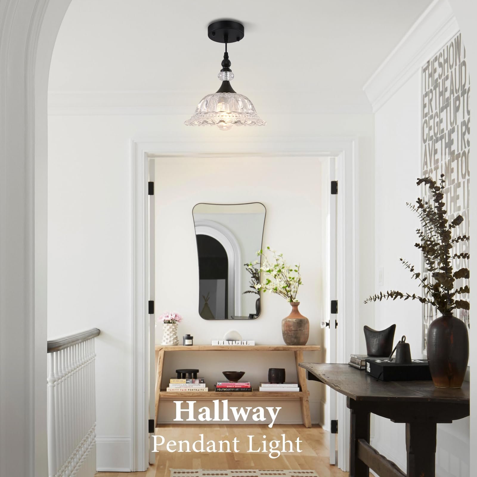 Matte Black Vintage Pendant Light with Glass Shade - Image 5