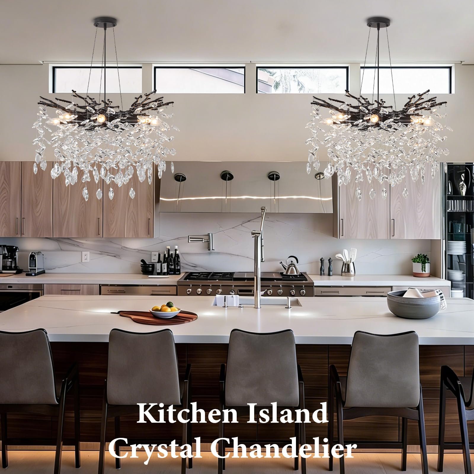 Black Tree Branch Crystal Chandelier 8-Light - Image 7