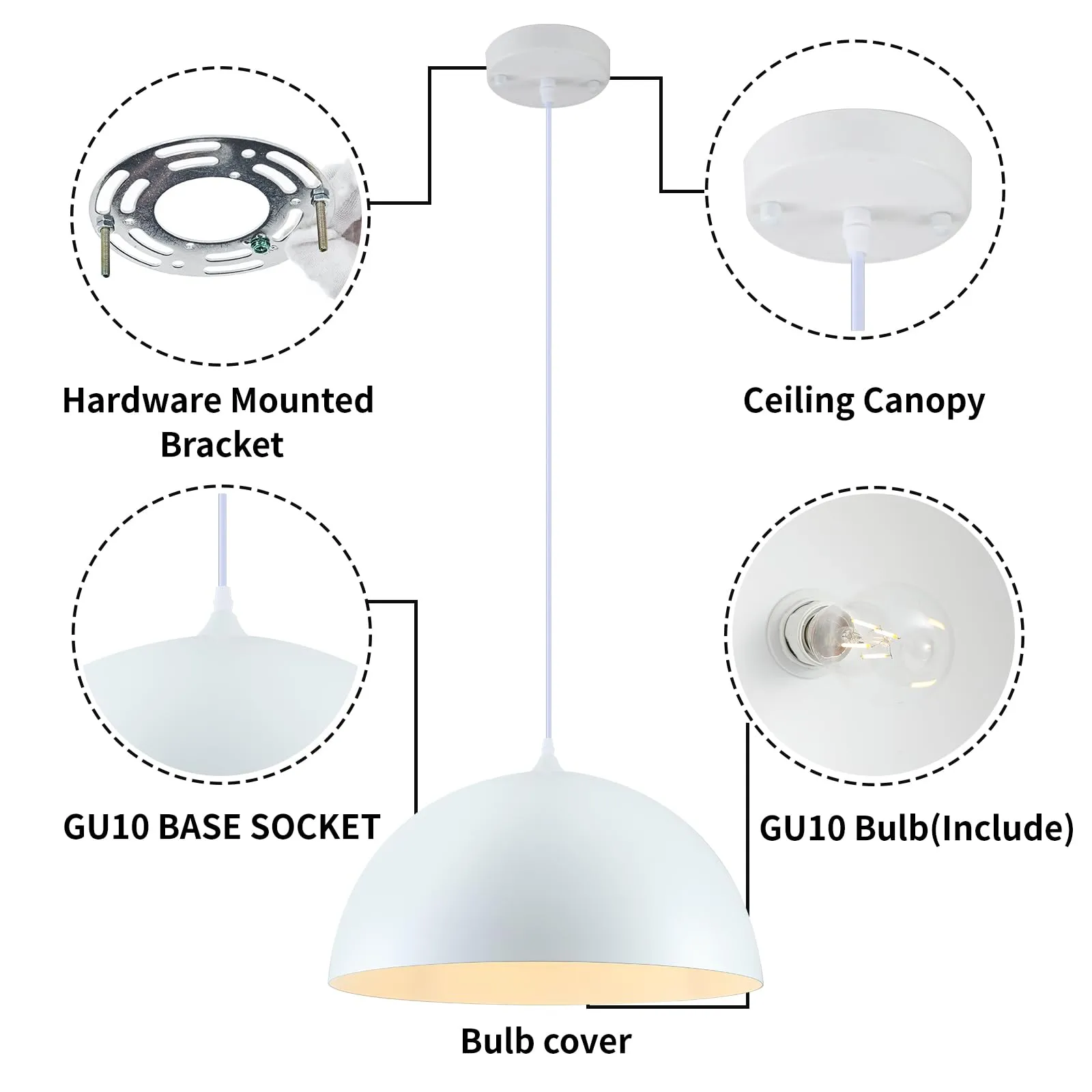 19.7" White Oversized Farmhouse Pendant Light 2-Pack - Image 4