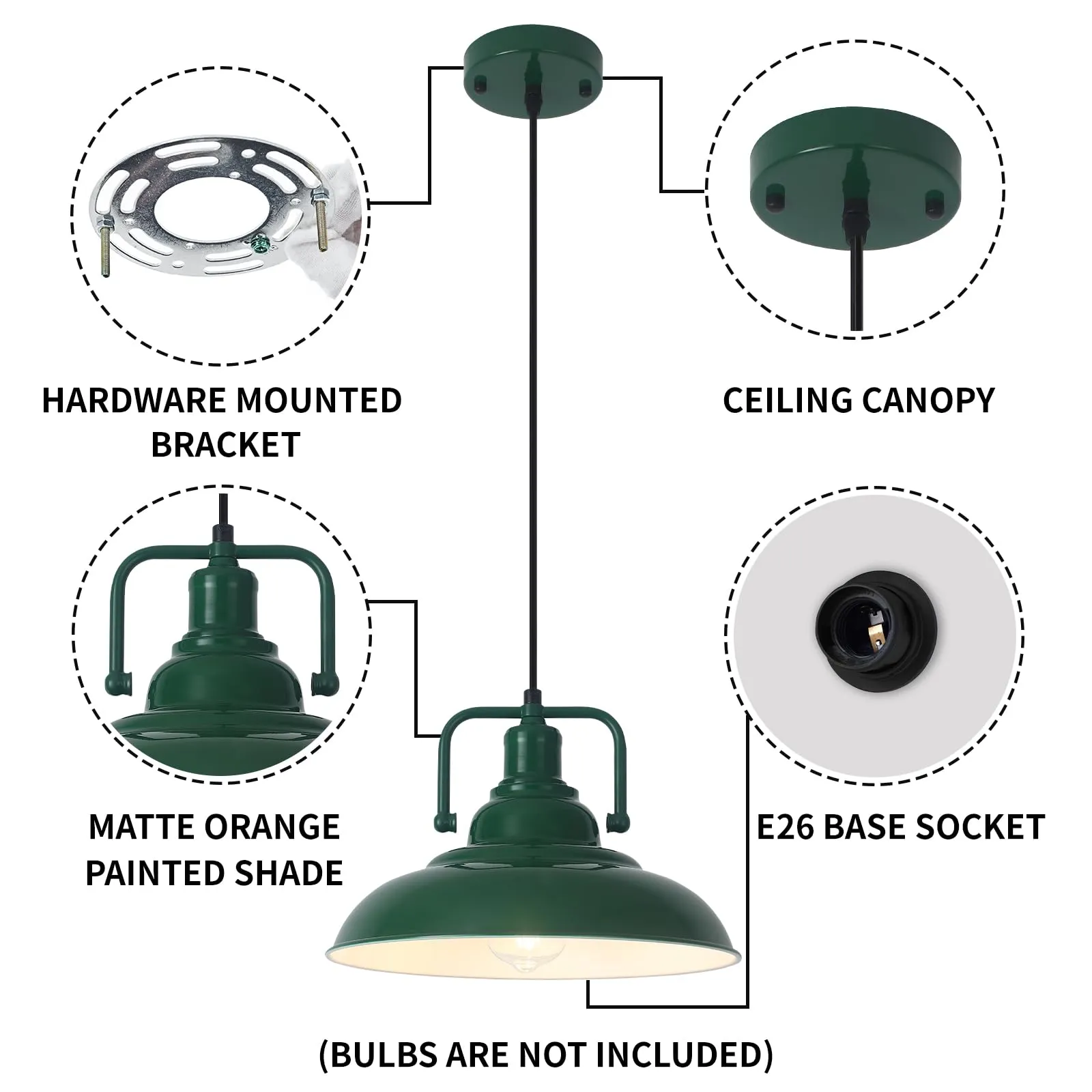 12.5" Green Modern Farmhouse Pendant Light 2-Pack - Image 4