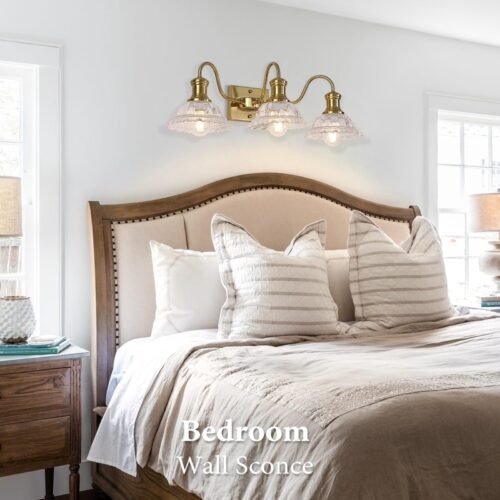 Champagne Gold 3-Light Bathroom Light with Clear Glass Shade