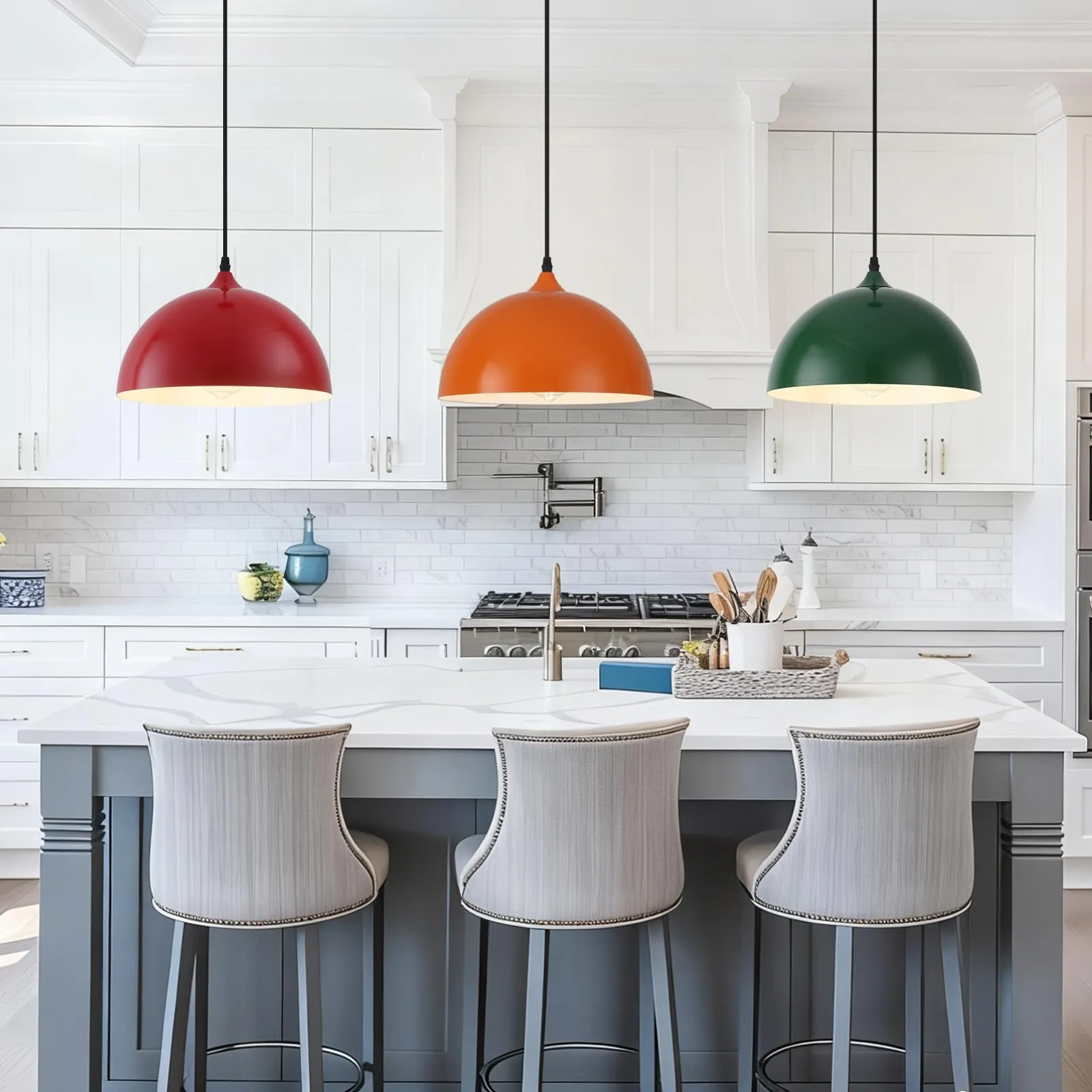 11.8" Colorful Dome Modern Pendant Light 3-Pack - Image 5