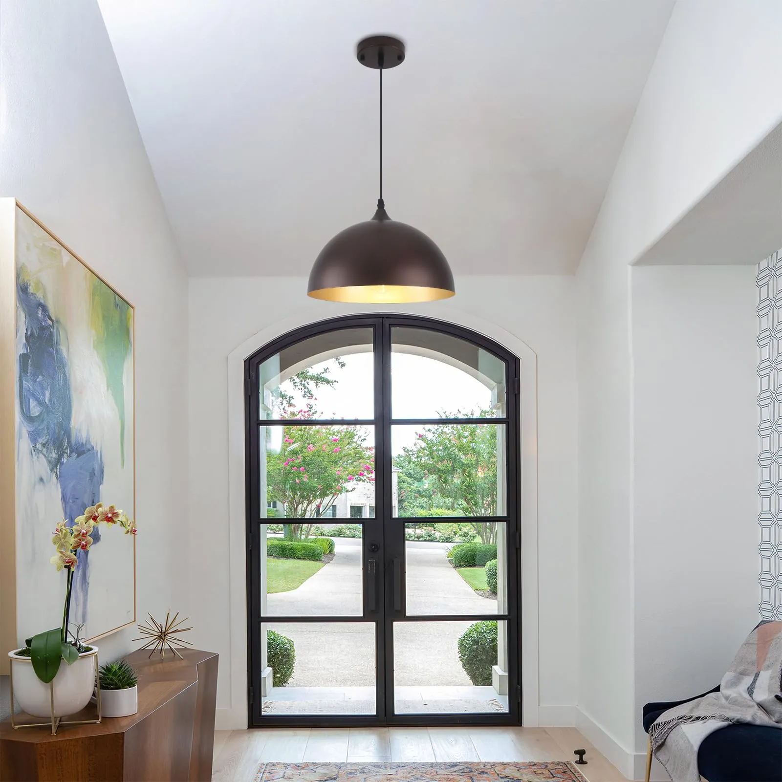 12" Oil-Rubbed Bronze Modern Farmhouse Pendant Light 3-Pack - Image 2