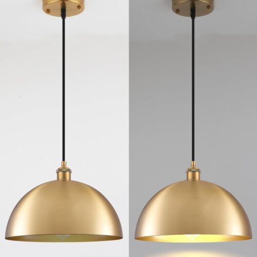 11.8" Gold Vintage Farmhouse Pendant Light 2-Pack