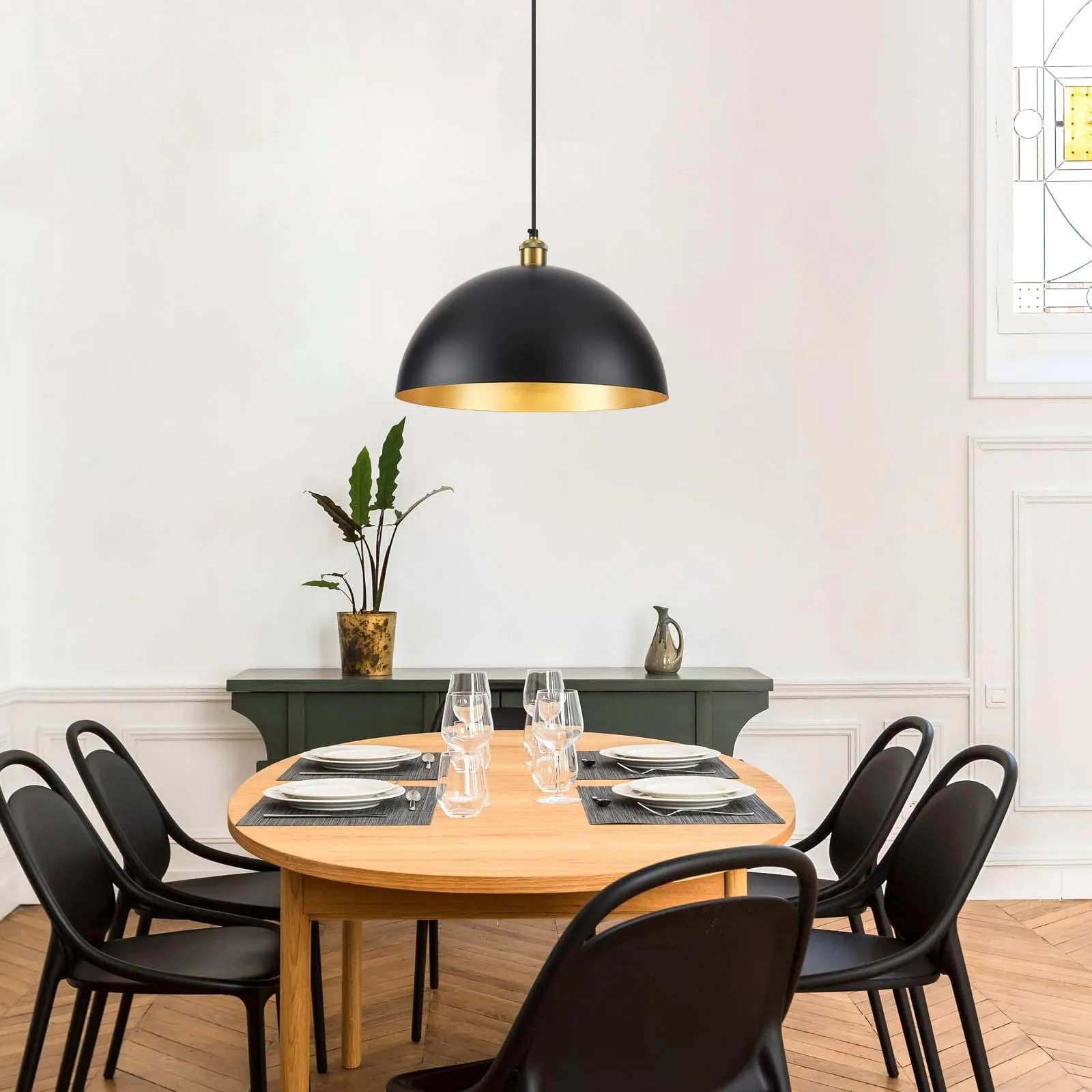 16" Black Vintage Large Dome Pendant Light 2-Pack - Image 5